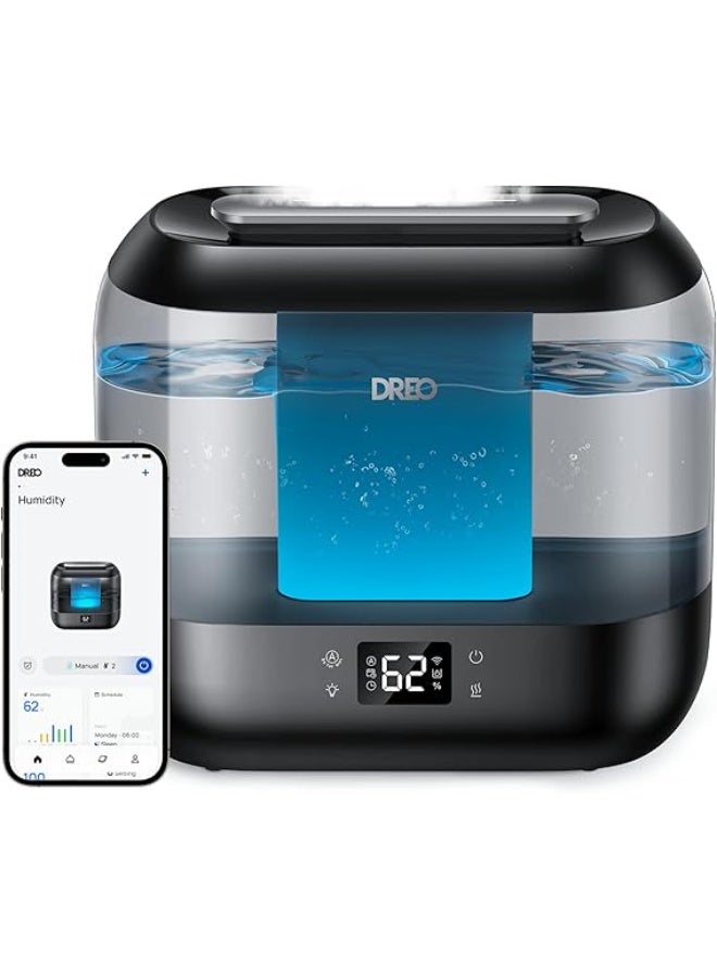 دريو Dreo 4L Smart Humidifiers for Bedroom, Quiet Supersized Cool Mist Ultrasonic Humidifier with Diffuser and Nightlight, 32 Hour Long Runtime for Home, Indoor, Nursery, Plant(Black) - Image 1